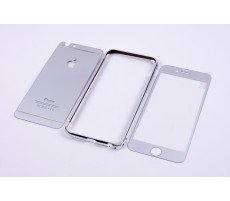 Комплект серебряных стекол + серебряный бампер для iPhone 6/6s Plus